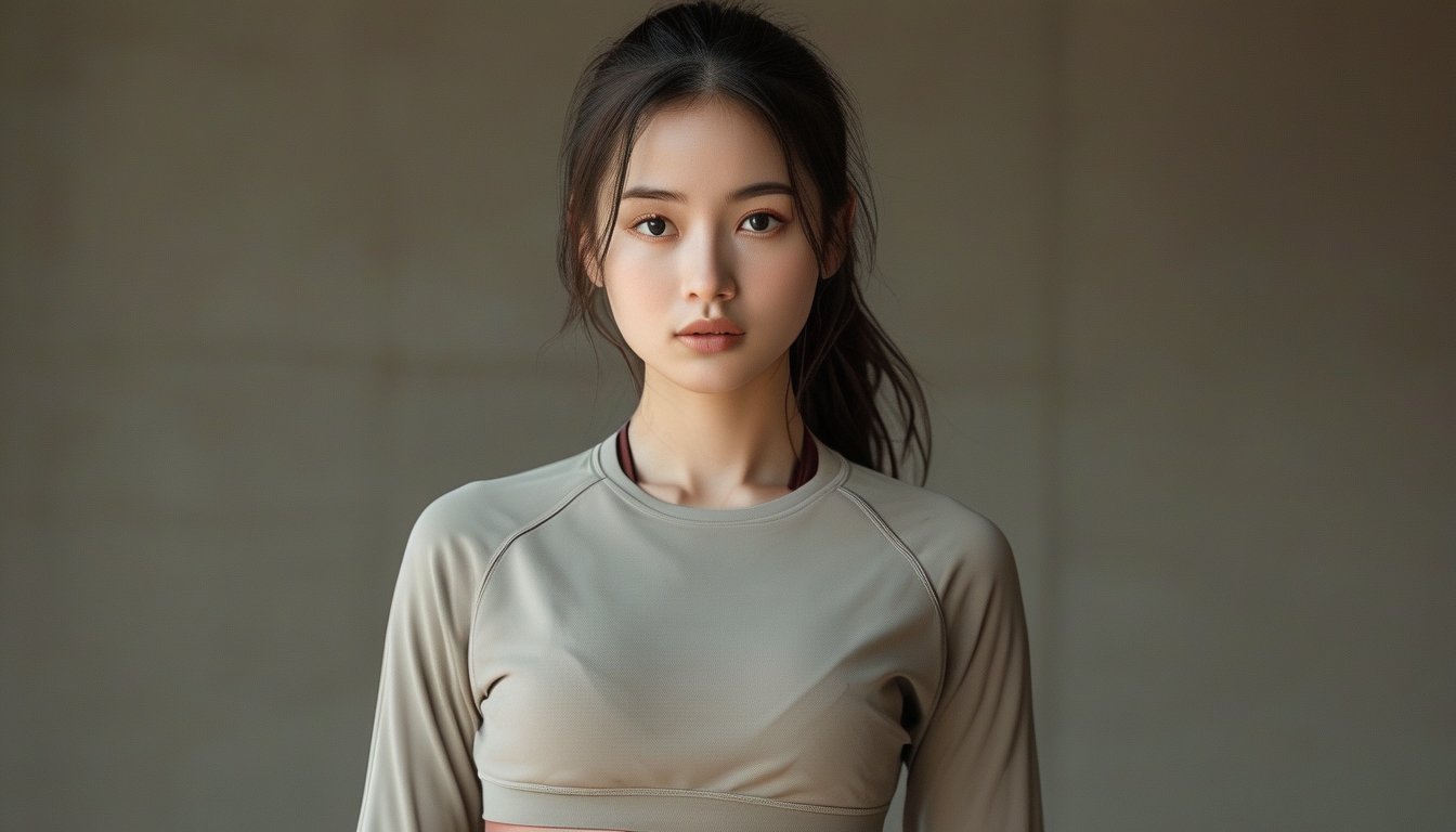 Petite woman modeling activewear that fits her frame